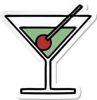 sticker of a cute cartoon fancy cocktail vector