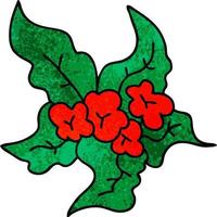 quirky hand drawn cartoon christmas flower vector