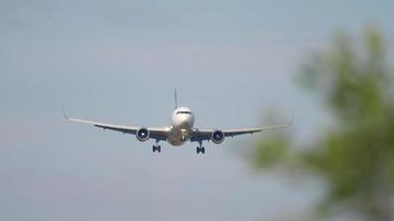 Airplane approaching at the early morning video