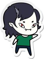 pegatina de una chica vampiro amigable con los dibujos animados vector