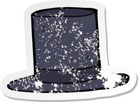 retro distressed sticker of a cartoon top hat vector