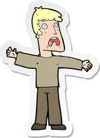 sticker of a cartoon frightened man vector