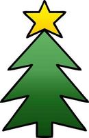 gradient shaded cartoon christmas tree vector