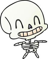 gradient cartoon of spooky kawaii skeleton vector
