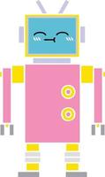 flat color retro cartoon robot vector