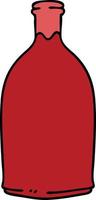 quirky hand drawn cartoon red wine bottle vector