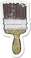 retro distressed sticker of a cartoon paint brush vector