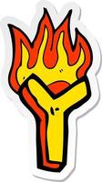 sticker of a cartoon flaming letter vector