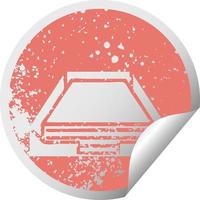 distressed circular peeling sticker symbol in box vector