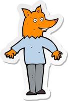 sticker of a cartoon happy fox man vector