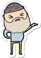 sticker of a cartoon man with beard vector