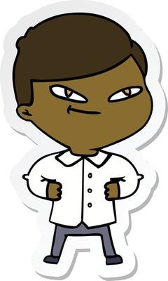 sticker of a cartoon confident man