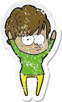 distressed sticker of a cartoon woman vector