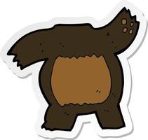 sticker of a cartoon black bear body vector