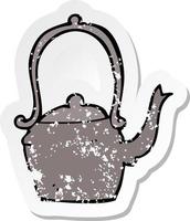 retro distressed sticker of a cartoon kettle vector