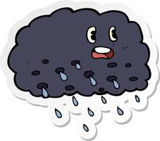 pegatina de una nube de lluvia de dibujos animados vector