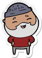 sticker of a cartoon happy bearded man vector