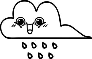 line drawing cartoon rain cloud vector