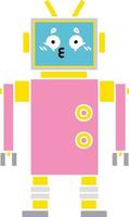 flat color retro cartoon robot vector