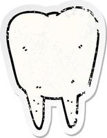 distressed sticker of a cartoon tooth vector