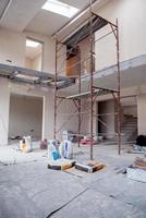 interior of construction site with scaffolding photo