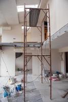 interior of construction site with scaffolding photo