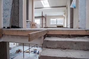 interior of construction site with scaffolding photo