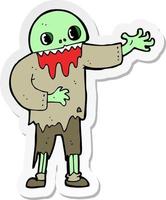 pegatina de un zombi espeluznante de dibujos animados vector