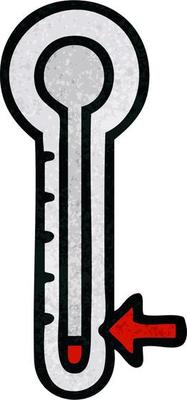 retro grunge texture cartoon cold thermometer