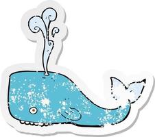 retro distressed sticker of a cartoon whale vector