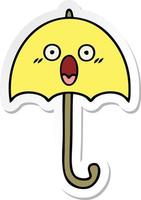 sticker of a cute cartoon umbrella vector