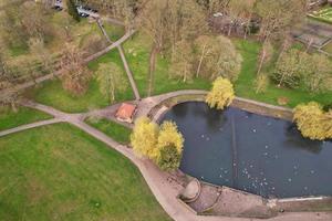 Aerial View high angle footage of Wardown Public Park at Luton City of England UK photo