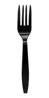 Black plastic fork isolated on white background photo