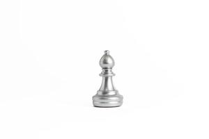 Chess game silver isolated on white background. photo