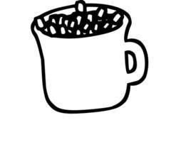 Doodle mug of cocoa with marshmallows vector