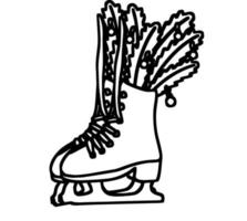 Doodle skates with spruce branches and Christmas decorations vector