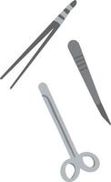 Vector medical tools set scissors, scalpel, tweezers. Vector illustration