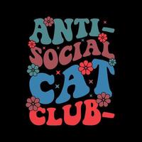 diseño de camiseta de club anti social ondulado retro vector