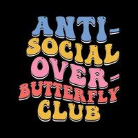 diseño de camiseta de club anti social ondulado retro vector