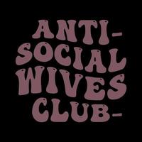 diseño de camiseta de club anti social ondulado retro vector