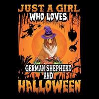 Just a Girl Who Loves German Shepherd and Halloween - Halloween T-Shirt Design vector