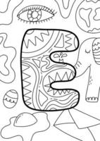 Coloring page with alphabet letter. Outline abc illustration. vector