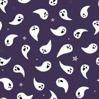 Seamless pattern with ghosts. Simple abstract silhouettes with different emotions for Halloween. Vector graphics.