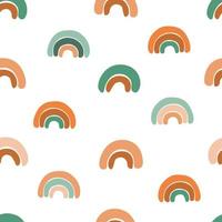 Seamless pattern with cute baby print. Abstract minimalistic rainbows. Vector graphics.