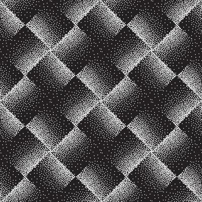 Abstract geometric dotted square shape checkered seamless pattern. Artistic polka dot ornamental stylish background. Abstract  tiled monochrome texture