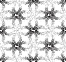 Floral geometric seamless pattern with dotted loop lines. Stylish ornamental monochrome background with flower petals vector