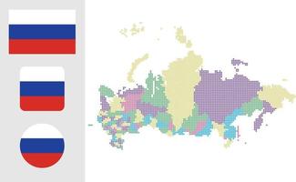 Russia map and flag flat icon symbol vector illustration