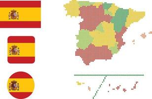 mapa español y bandera icono plano símbolo vector ilustración