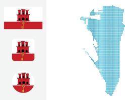 gibraltar mapa y bandera icono plano símbolo vector ilustración