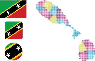 Saint Kitts and Nevis map and flag flat icon symbol vector illustration